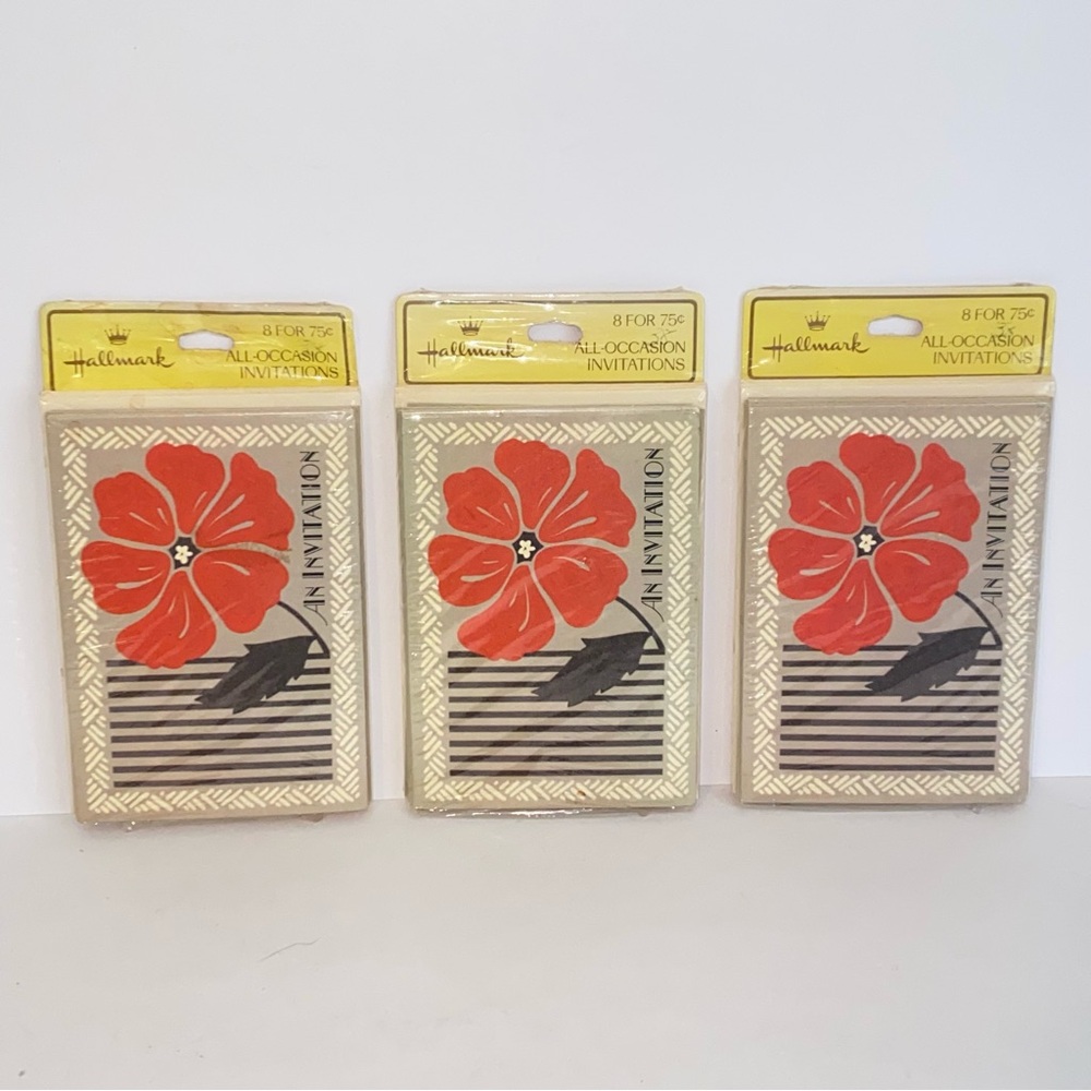 Vintage Hallmark All Occasion Invitations & Envelopes 24 Tropical Floral Theme